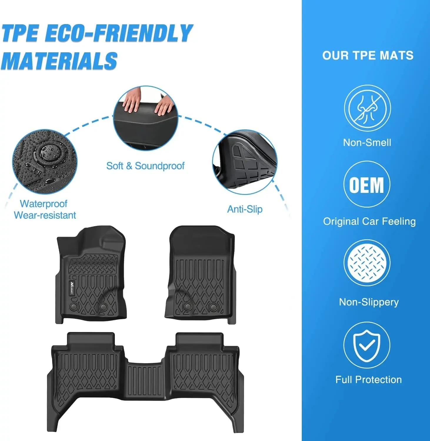 2019-2024 Ford Ranger SuperCrew Cab TPE Floor Mats