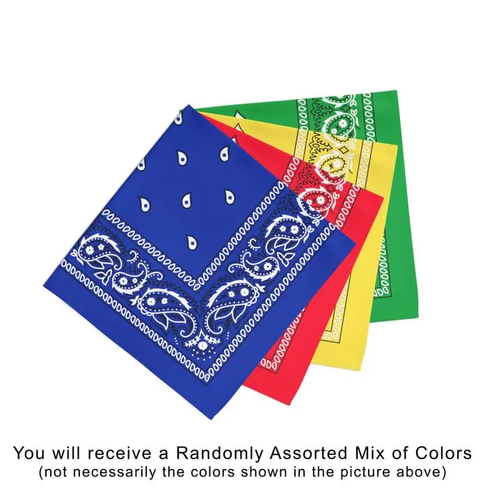 6 Pack XL Polyester Paisley Bandanas - Fast FREE Shipping