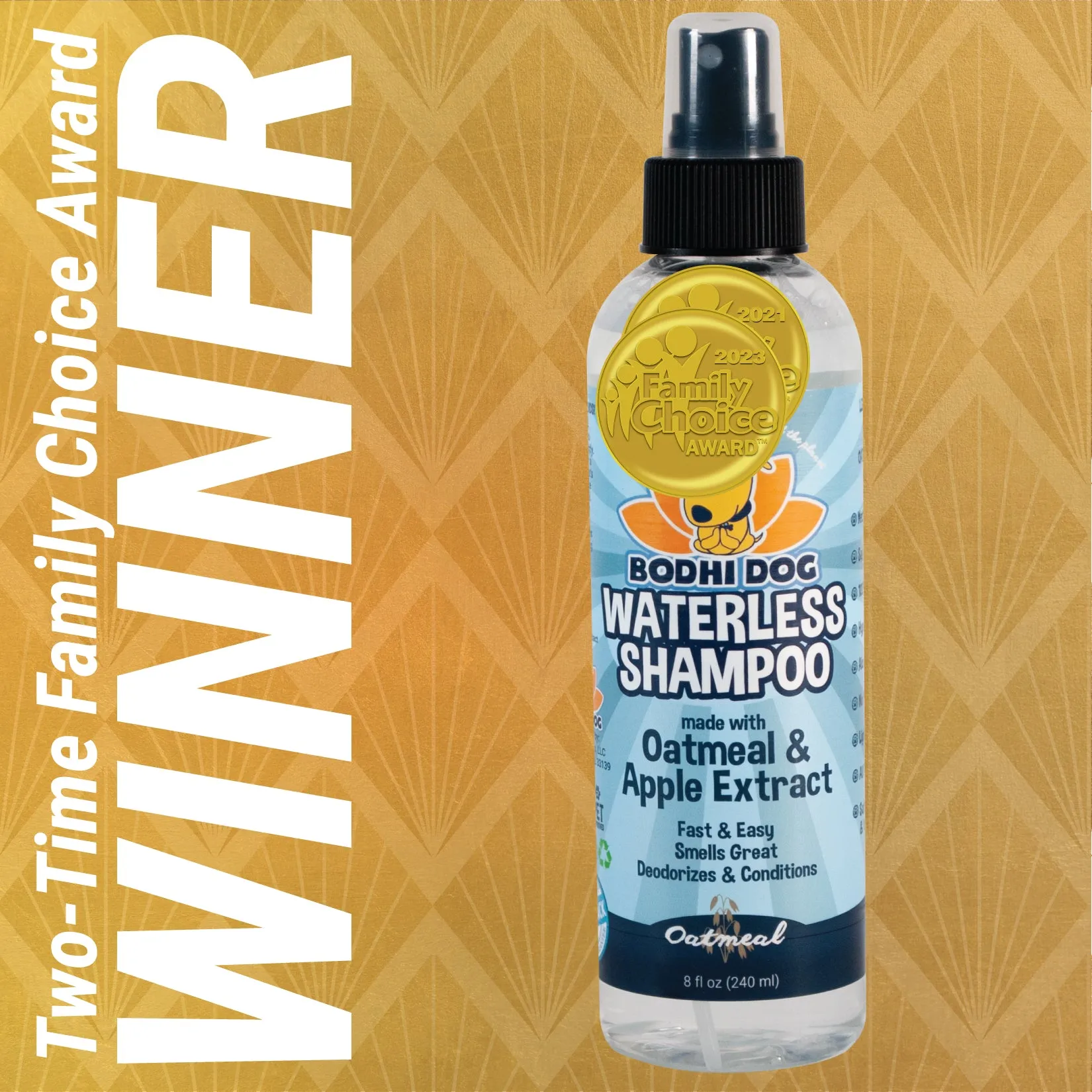 Bodhi Dog Waterless Shampoo | Natural Dry Shampoo for Dogs or Cats | Neutralizes Pet Odor | No Rinse Required | Made with Natural Extracts | Vet Approved | Made in USA (Oatmeal & Apple)
