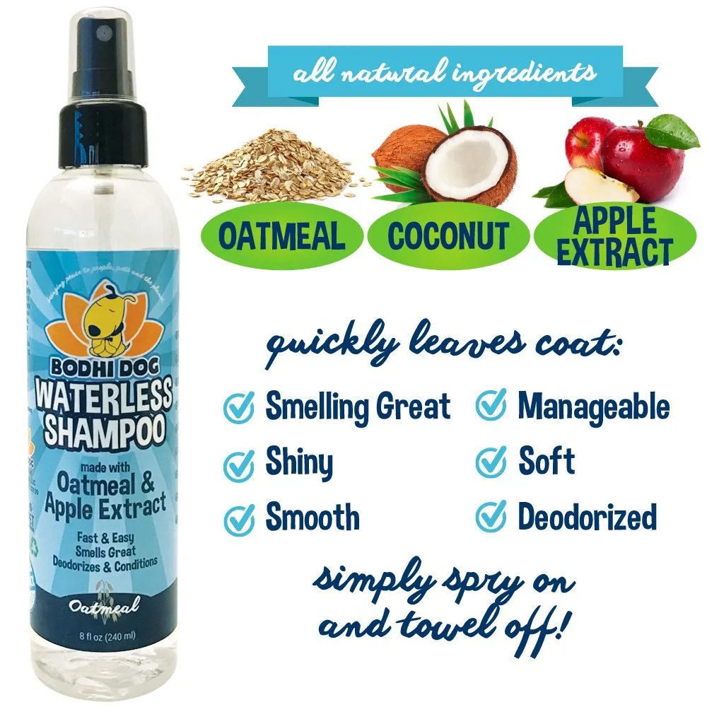 Bodhi Dog Waterless Shampoo | Natural Dry Shampoo for Dogs or Cats | Neutralizes Pet Odor | No Rinse Required | Made with Natural Extracts | Vet Approved | Made in USA (Oatmeal & Apple)