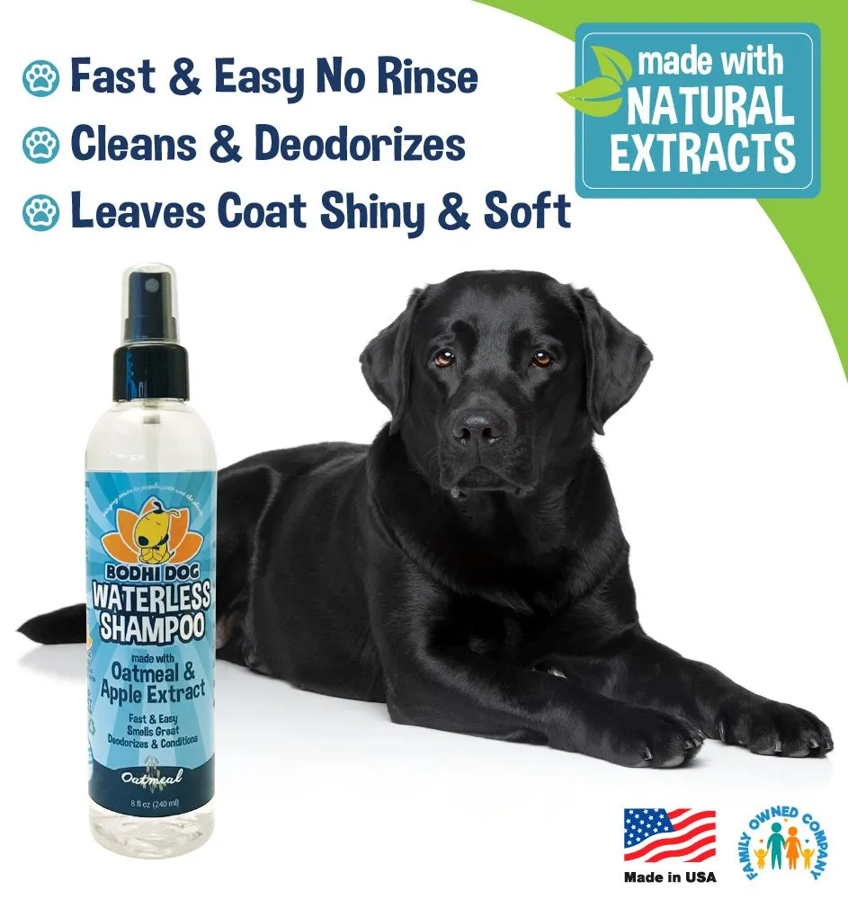 Bodhi Dog Waterless Shampoo | Natural Dry Shampoo for Dogs or Cats | Neutralizes Pet Odor | No Rinse Required | Made with Natural Extracts | Vet Approved | Made in USA (Oatmeal & Apple)