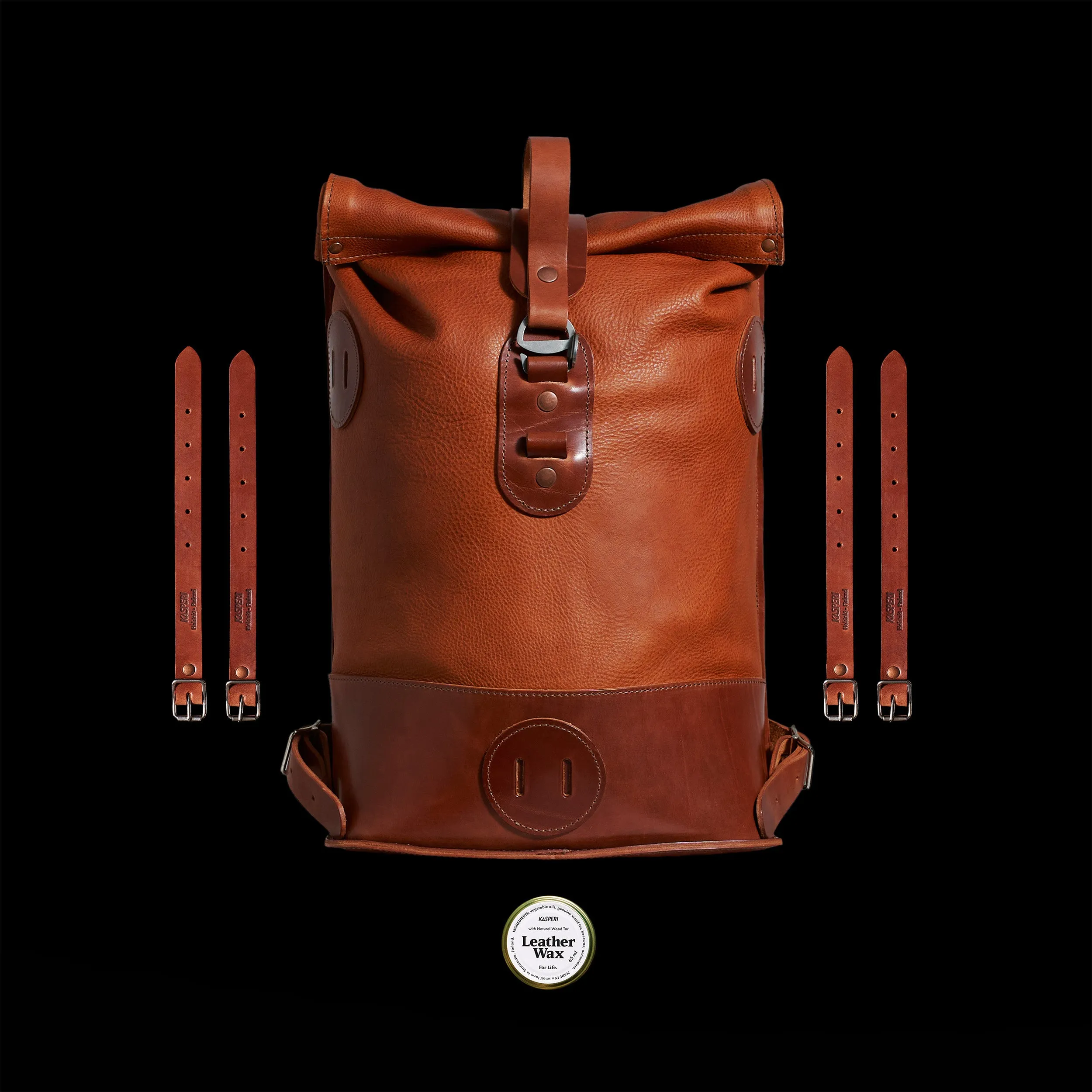 Small Fold Top – Leather Backpack in Honey & Brown