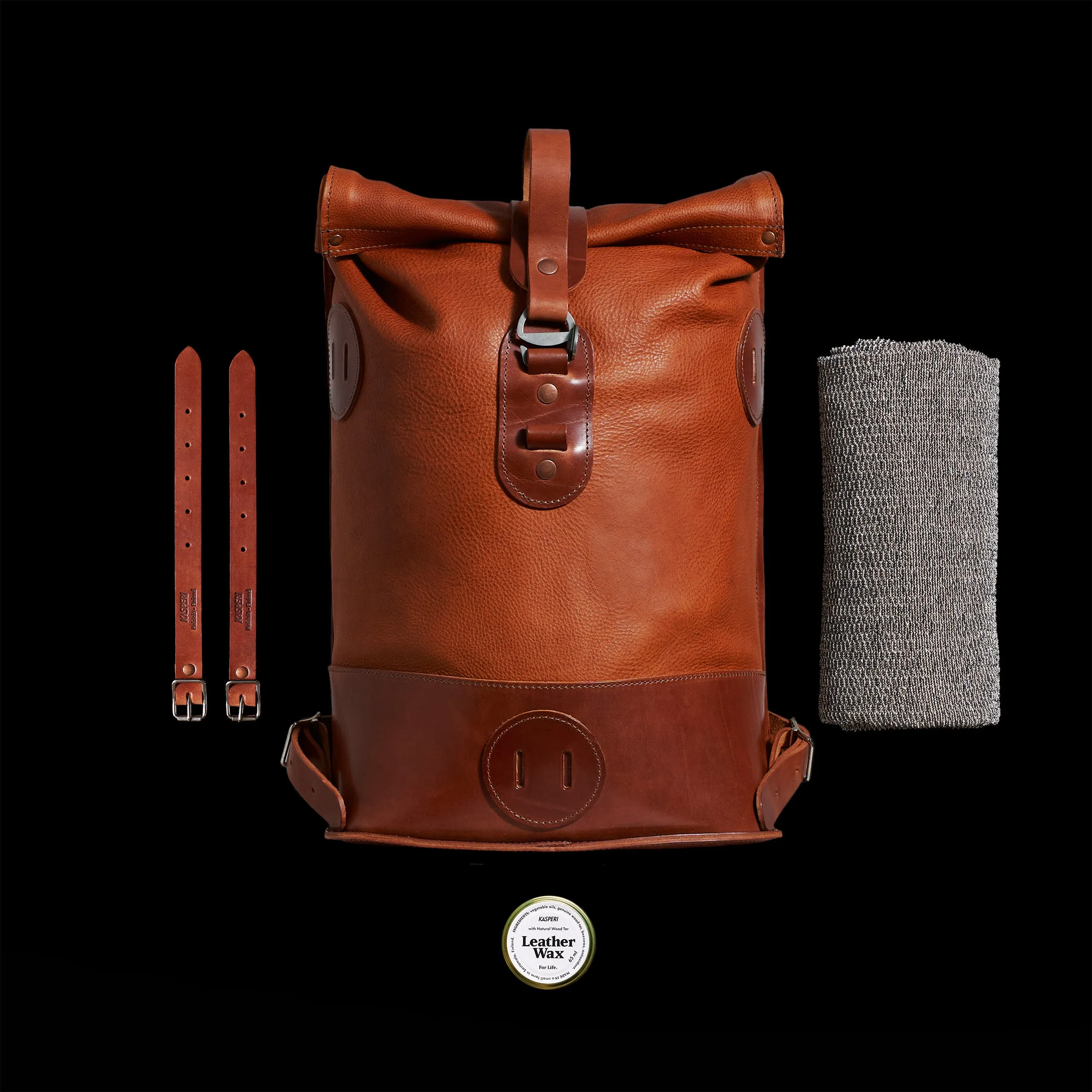Small Fold Top – Leather Backpack in Honey & Brown