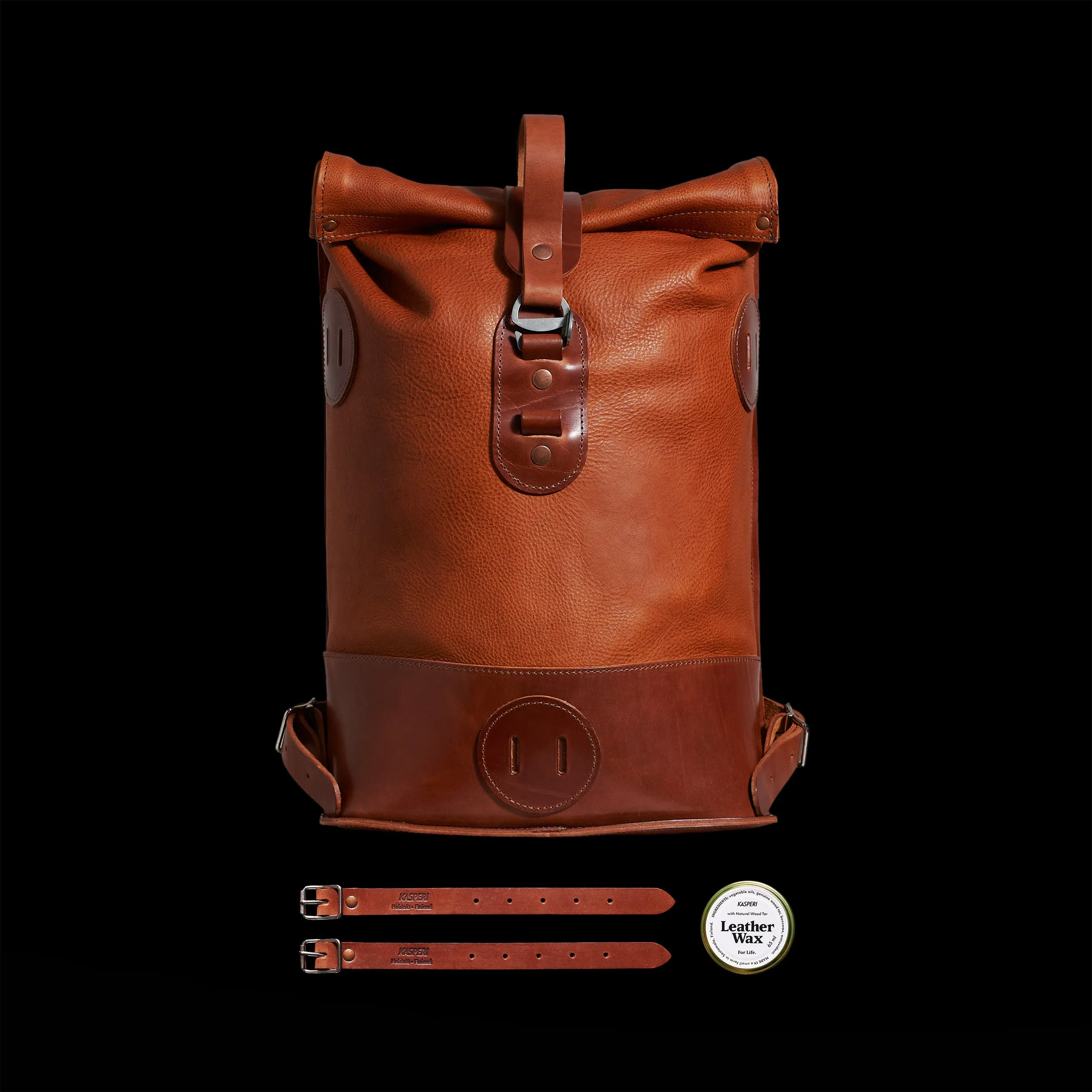 Small Fold Top – Leather Backpack in Honey & Brown